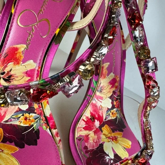 Jessica Simpson Jaycin Pink Floral Sandal Heels Women’s Size 8 - Picture 6 of 12